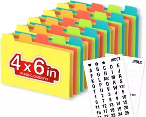 4x6 Plastic Index Card Dividers,Blank Stickers, Pack of 25 - Picture 1 of 3