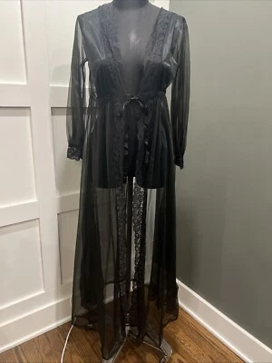 Sábana de encaje vintage años 60 Miss Elaine negra Hollywood larga mediana Foto 1 de 4