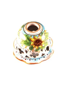 PIATTO LAMPADARIO CERAMICA SICILIANA DECORO GIRASOLE D.16 - Picture 1 of 1