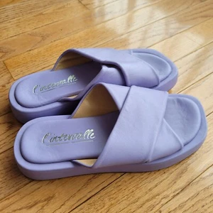 L'intervalle Lilac Leather Slide Cross Strap Comfort Women's Size 7.5 - Foto 1 di 10