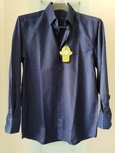 VISCONTI BLACK Mens Electric Blue/Blk Button Up Shirt SIZE S Retail $99 NWT(80) - Picture 1 of 4