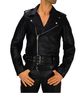 awanstar Lederjacke Brando,Chopper,Biker Leather Jacket Rockabilly Leder Jacke - Picture 1 of 12