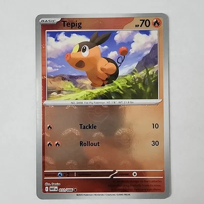 Tepig (Poke Ball Pattern) - 011/086 - Holo - NM - White Flare - Pokemon - Image 1 of 2