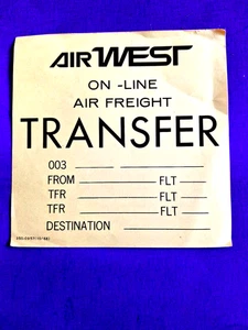 AIR WEST AIR FREIGHT TRANSFER LABEL, Sticker, Decal - Picture 1 of 2