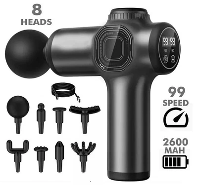 DYZI HANDHELD MASSAGE GUN, DEEP TISSUE MUSCLE BODY MASSAGER + 6 HEADS