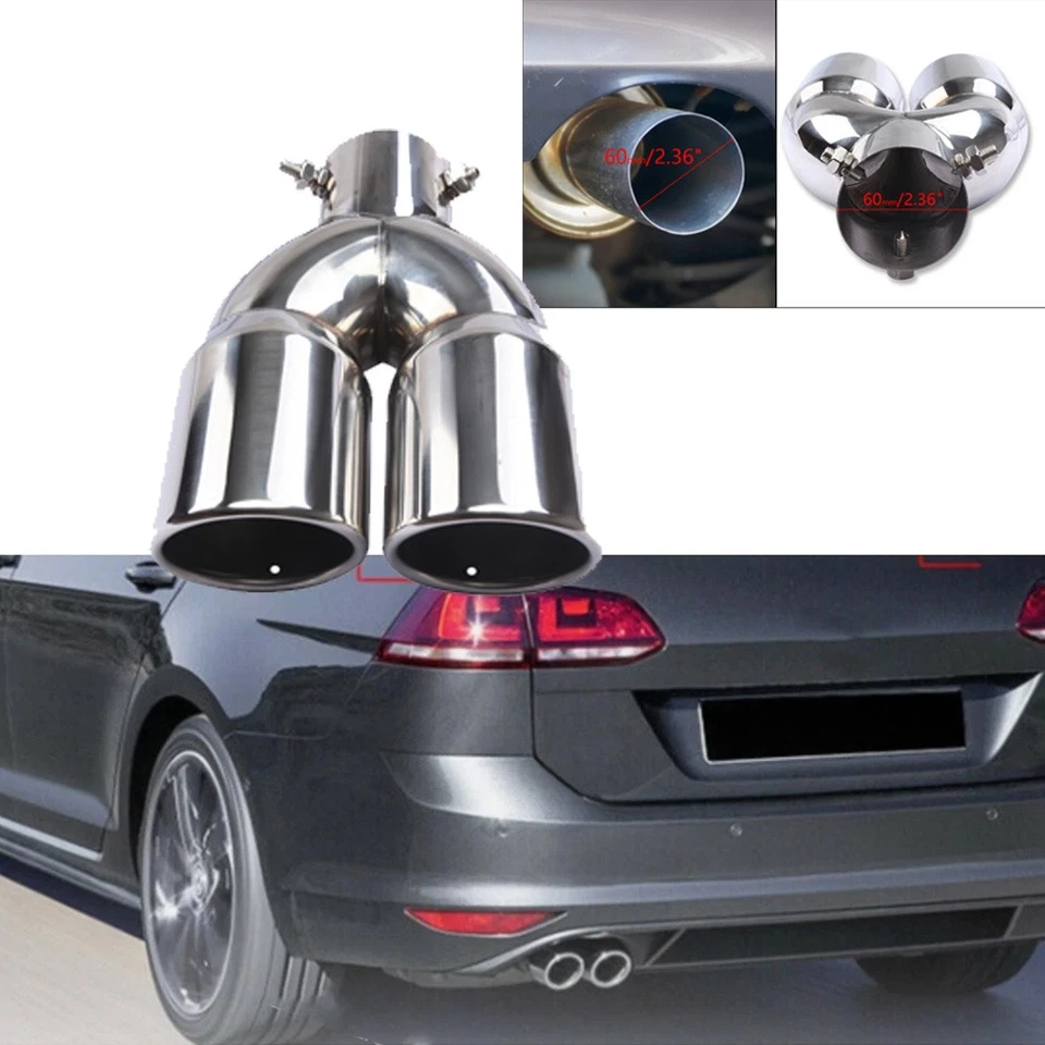 Puntas de silenciador de escape trasero + doble salida de coche calibre 63 mm 2,5" para VW Golf 7 7,5 MK7 Foto 1 de 4