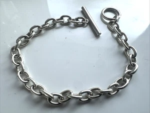 925 Hallmarked Sterling Silver T Bar Bracelet 8" - Picture 1 of 7