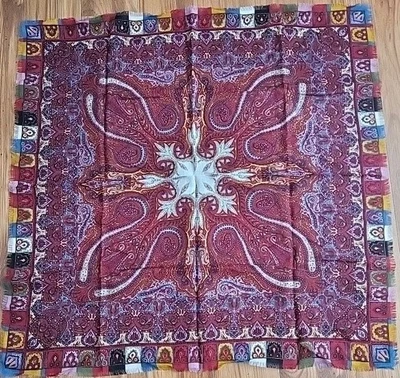 Smithsonian Institution 100% Wool Paisley Scarf 30" x 30". Japan - Image 1 of 4