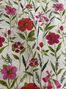 Spring Floral Fabric Red Orange Pink Green White 4.5 Yards - Picture 1 of 9