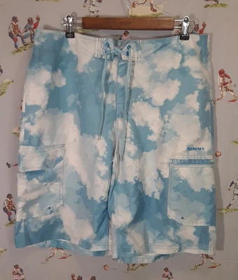 🎣 Simms Solarflex рыболовная доска короткие мужские большой x 11 облако узор руководство - Изображение 1 из 4