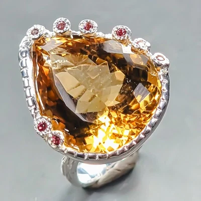 Joyería 26 ct+ Anillo Cuarzo Citrino Natural Plata de Ley 925 Talla 8/R439558 Foto 1 de 4