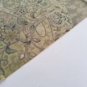 Pamelo Olive #A 14x42 Hand Painted Vintage Silk Chirimen Kimono Fabric CH99 - Picture 1 of 7