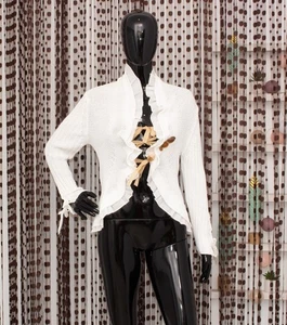 ELISA CAVALETTI Cárdigan Blanco Volantes Volantes Cruz Cinta Suéter Asimétrico L - Imagen 1 de 15