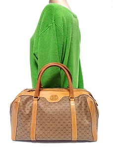 GUCCI MICRO GG MONOGRAM SUPREME BROWN PVC BOSTON HANDBAG 25.02.2112 VINTAGE - Picture 1 of 17