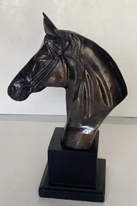 Vintage Bronze Pferd Skulptur Metall Statue, Holzsockel 11" hoch - Bild 1 von 19
