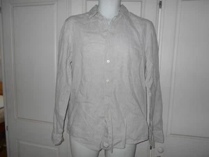 Uniqlo Light Grey 100% Linen Long Sleeved Collared Shirt - S - Picture 1 of 7