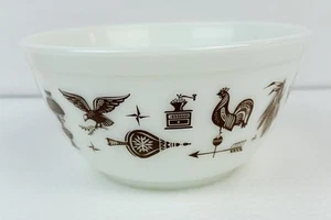 Pyrex Vintage Early American Mixing Bowl #402 1 1/2 qt White Brown - Picture 1 of 10