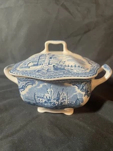 Johnson Brothers Made England 1700er Schlösser Muster blau Zuckerdose mit Deckel EUC - Bild 1 von 10