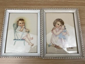 Vintage Charlotte Becker Baby Drucke "Her First Sorrow" & "Smilin' Through" 9x7 - Bild 1 von 6