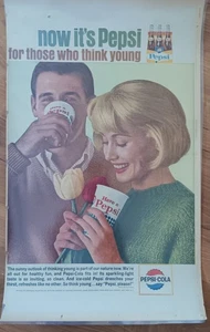 Original 1964 Pepsi-Cola AD: now it's Pepsi-for those who think young, 14"×24" - Picture 1 of 4