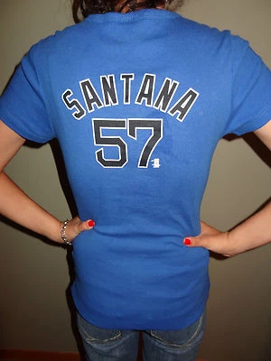 Camiseta Johan Santana de los New York Mets Talla Junior Mediana Dama Slugger Béisbol  Foto 1 de 2