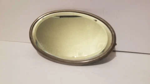 VTG ANTIQUE OLD Oval Beveled Glass BARBER SCISSOR ACCORDION MIRROR RARE Cover