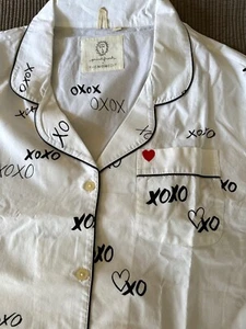 NWT Printfresh Print Fresh 3X Long Pajama Set XOXO Love & Kisses White & Black - Picture 1 of 8