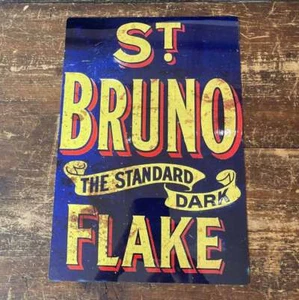 Insegna Pubblicitaria Vintage San Bruno Fiocco Metallo Distressed - Foto 1 di 2