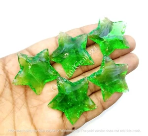 Manmade Green Peridot Star Shape Carved, 3-7 Piece, Loose Gemstone Cabochon - Picture 1 of 10