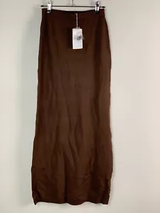 KOOKAI NWT RRP $180.00 Isla Straight Skirt Size 6 Chocolate Brown Stretch Maxi - Picture 1 of 13