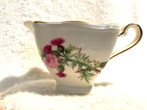 Royal Winton Grimwades Creamer Porcelain Thistle Flower White Pink Grn 2 1/2"T - Picture 1 of 6