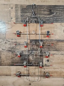 Vintage Hanging Metal Hanger Tie Holder - 6 Levels With Clips And Rubber Ends - Picture 1 of 11