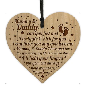 Mummy And Daddy To Be Gift From Bump Engraved Heart Baby Bump Gifts Birthday - Picture 1 of 6