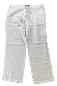 Tommy Bahama Women’s White Lightweight Linen Wide Leg Pants Beach Size 14 NWT - Picture 1 of 14