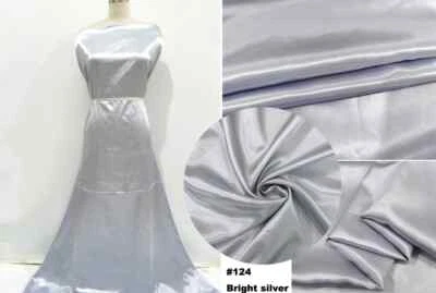 Sedoso Satén 58" Ancho Por Yardas Sólido Charmeuse Bufanda Artesanal Hágalo Usted Mismo Tela Blanco Negro Foto 1 de 4