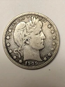 1909-d Barber Quarter. Full Liberty - Picture 1 of 4