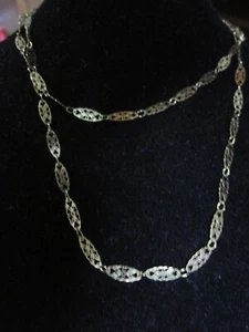 ""GOLD TONE SMALL FILIGREE OVALS"" - NECKLACE - Picture 1 of 2