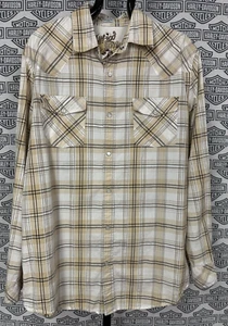 Mens Bullhead Western Style Plaid Pearl Snap Long Sleeve Western Shirt Large EUC - Picture 1 of 7