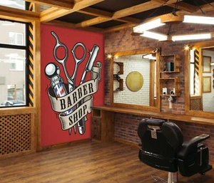 3D Vintage-Rot C709 Haarschnitt Barber Shop Tapete Wandbild Fototapete Vera 23 - Bild 1 von 11