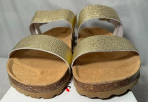 John Lewis Womens UK 6 / 39 Gold Leather Ankle Strap Footbed Sandals rrp £35 - Picture 1 of 15