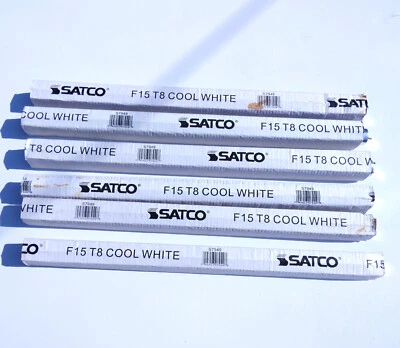 Quantity of 6 Satco S7949 F15T8/CW A21 Fluorescent Tube Bulbs Lamp NOS - Image 1 of 2