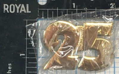 SPORTS ATHLETE PLAYER UNIFORM JERSEY NUMBER # 25 GOLD FINISH PIN BADGE NEW - Image 1 of 3