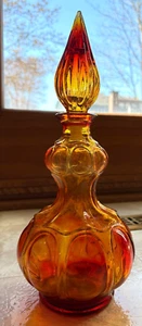 RARO Decanter Bottiglia Vintage Empoli Amberina Genio con Tappo - Italia - UV Glow - Foto 1 di 9