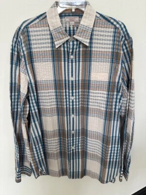 Camisa Wallace & Barnes J Crew Para Hombre Seersucker Abotonada Grande Calce Clásico  Foto 1 de 4