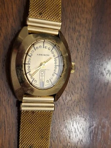 1970s, ASEIKON 22 Stones Watch Antimagnetic Date Mesh Band Vtg Hong Kong - Picture 1 of 8