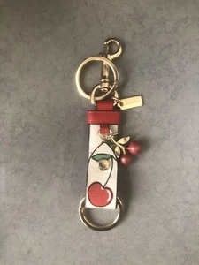 SALE Coach Cherry Loop Leather Keychain Bag Charm - Picture 1 of 2