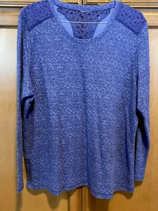 Reduced: Ladies LS Waffle Fabric 2 Tone Purple W/Accent Design On Shoulders - Picture 1 of 8