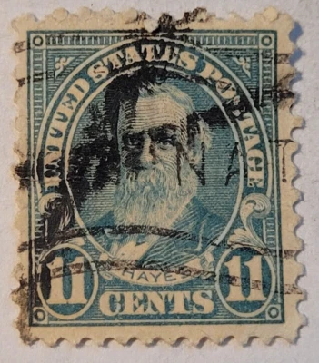 U.S. Postage ~ Rutherford Hayes ~ 11¢ Green Stamp ~ Used/Cancelled ~ 1938 ~ P52 - Image 1 of 4