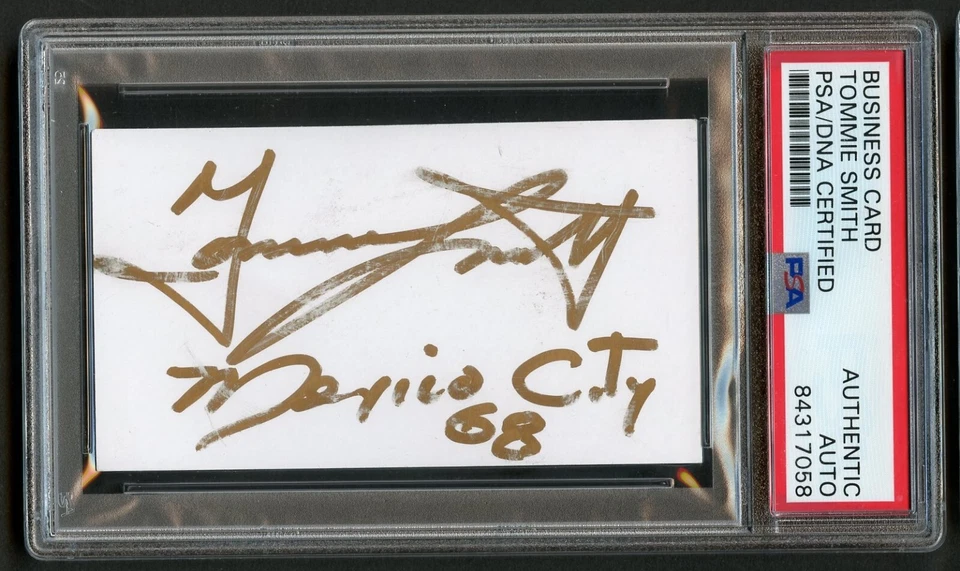 Tommie Smith signed autograph author lecturer Business Card PSA Slabbed - Image 1 of 2
