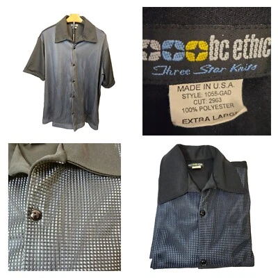 Camisa Club BC Ethic Para Hombre Talla XL Abotonada Negra Azul De Colección Hecha en EE. UU. Foto 1 de 4